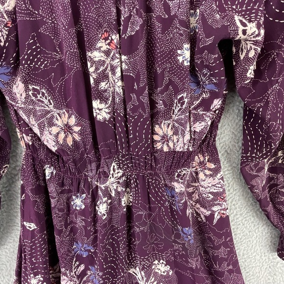Maeve Dress Womens S Purple Fit & Flare Floral Puff Sleeve Smocked Ruffle - Picture 4 of 9